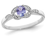 1/3 Carat (ctw) Tanzanite Solitaire Ring in Sterling Silver